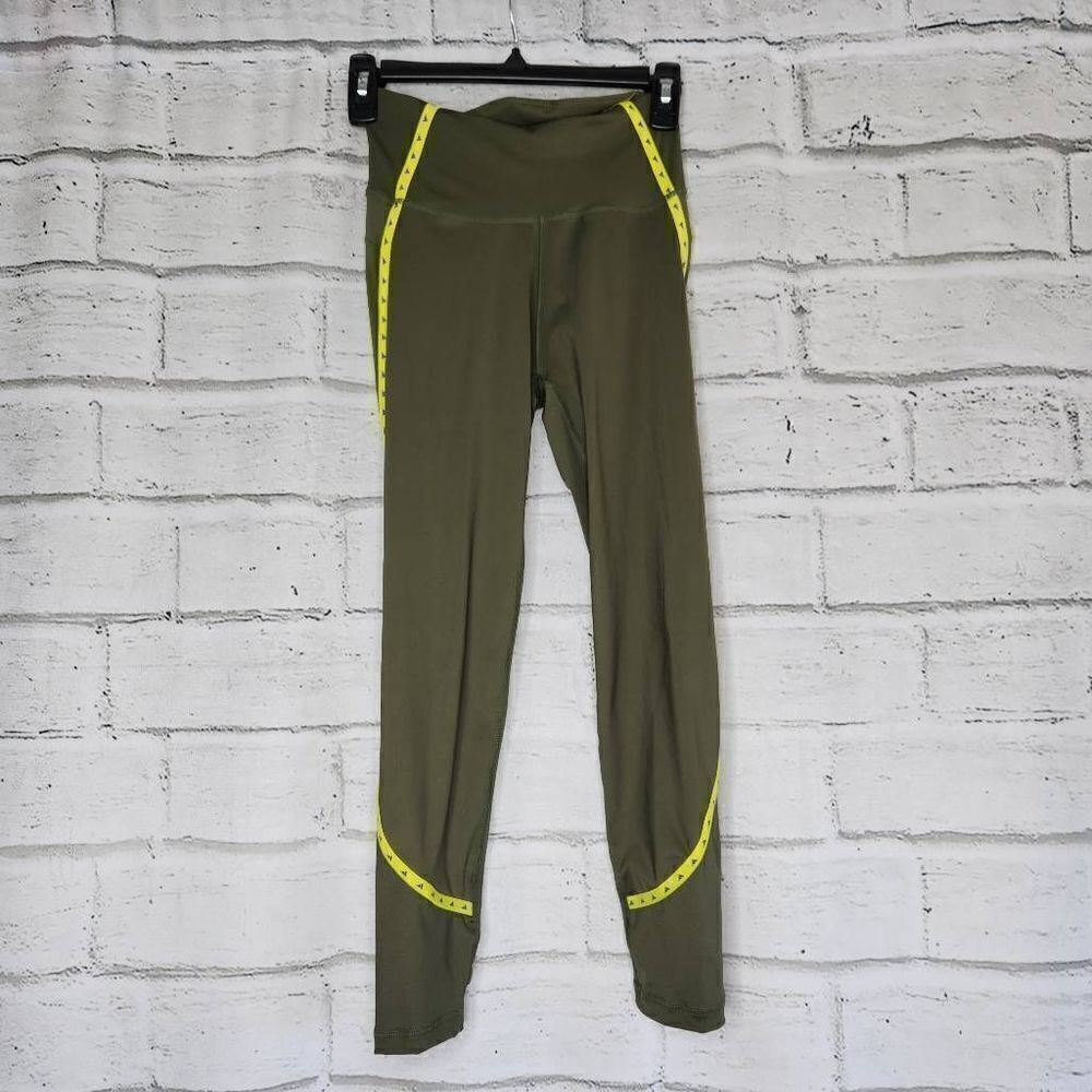 Adidas Primegreen Green Yellow Activewear Pants Womens Small Aeroready Training